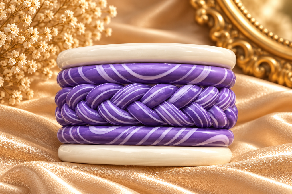 Royle Lavender Jaipuri Lac Bangles (set of 5)