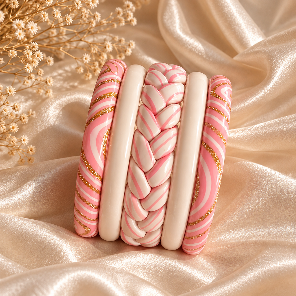 British Rose Lac Bangles (set of 5)