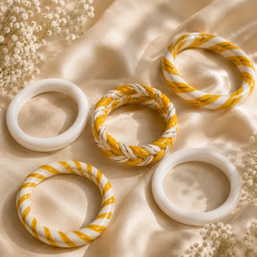 Marigold Yellow Jaipuri Lac Bangles (set of 5)