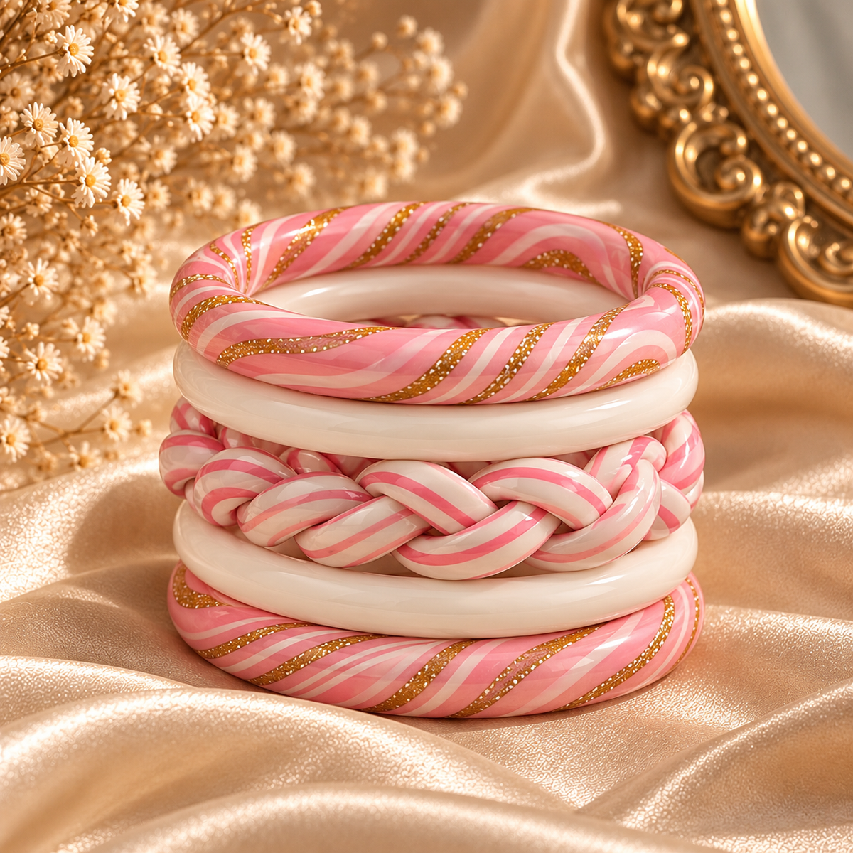 British Rose Lac Bangles (set of 5)