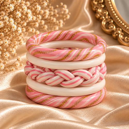 British Rose Lac Bangles (set of 5)