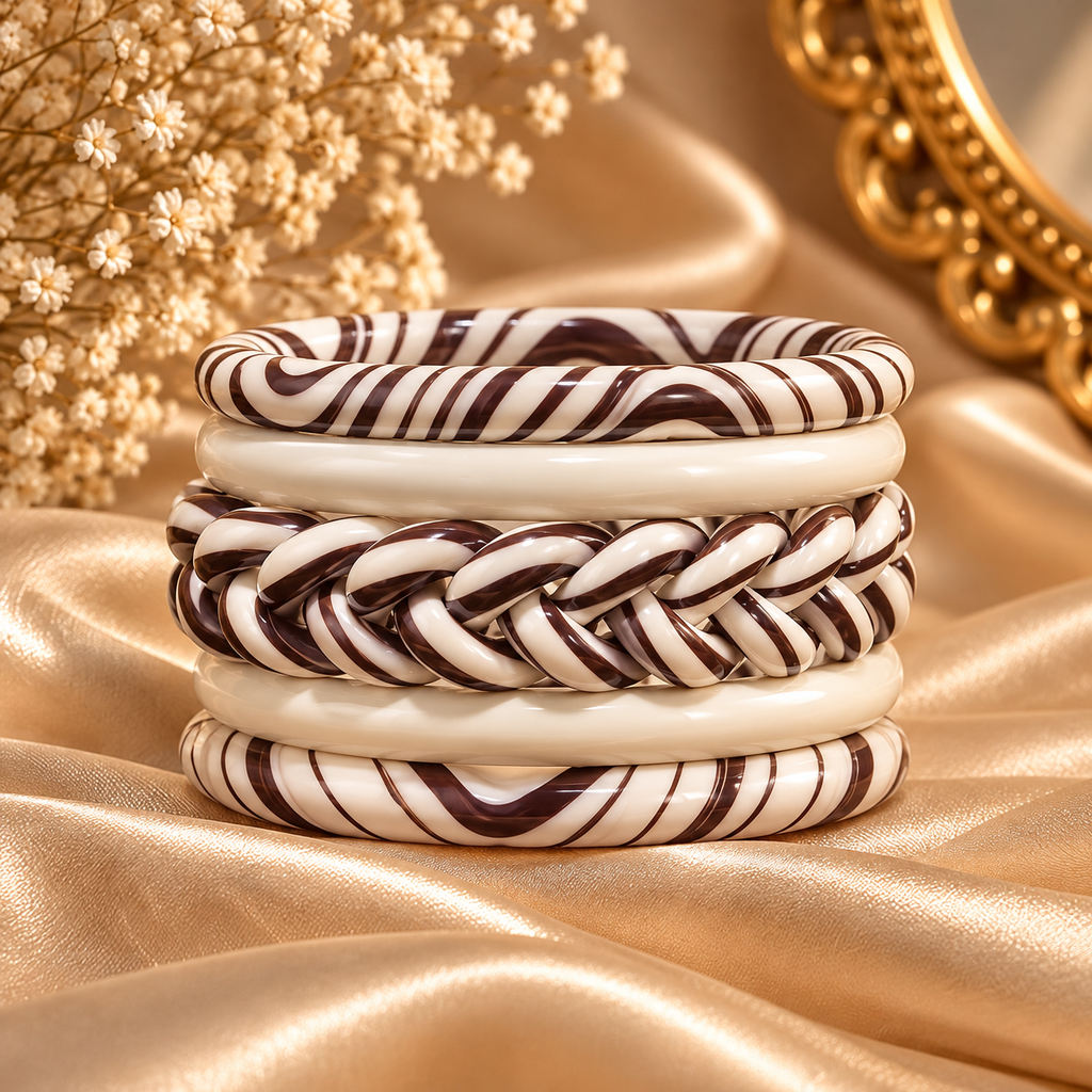 Chocolate Brown Jaipuri Lac Bangles (set of 5)