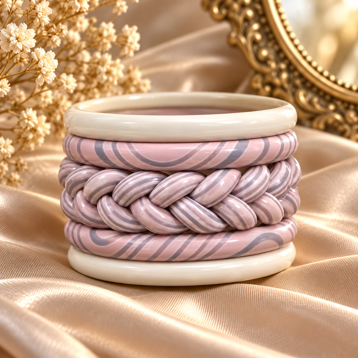 Gold Glitter Jaipuri Lac Bangles (set of 5)