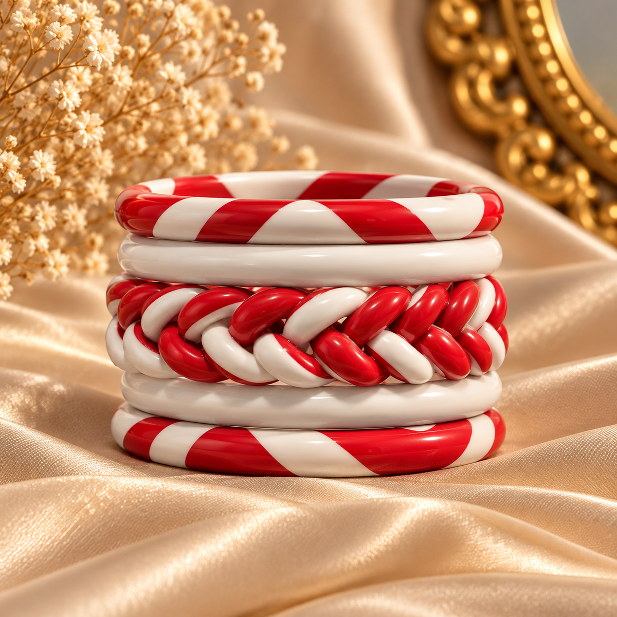 Ruby Red Jaipuri Lac Bangles (set of 5)