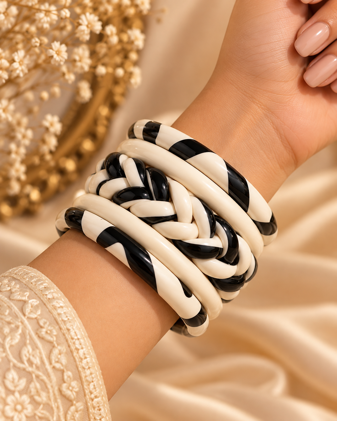 Midnight Black Jaipuri Lac Bangles (set of 5)