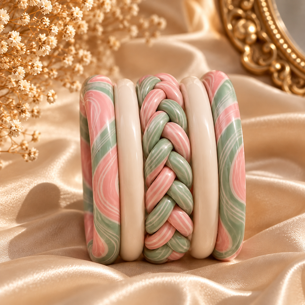 Mermaid Confection Jaipuri Lac Bangles (set of 5)