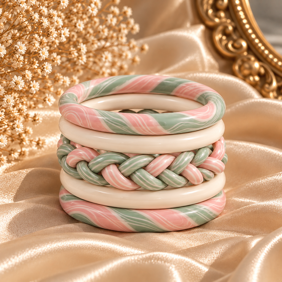 Mermaid Confection Jaipuri Lac Bangles (set of 5)