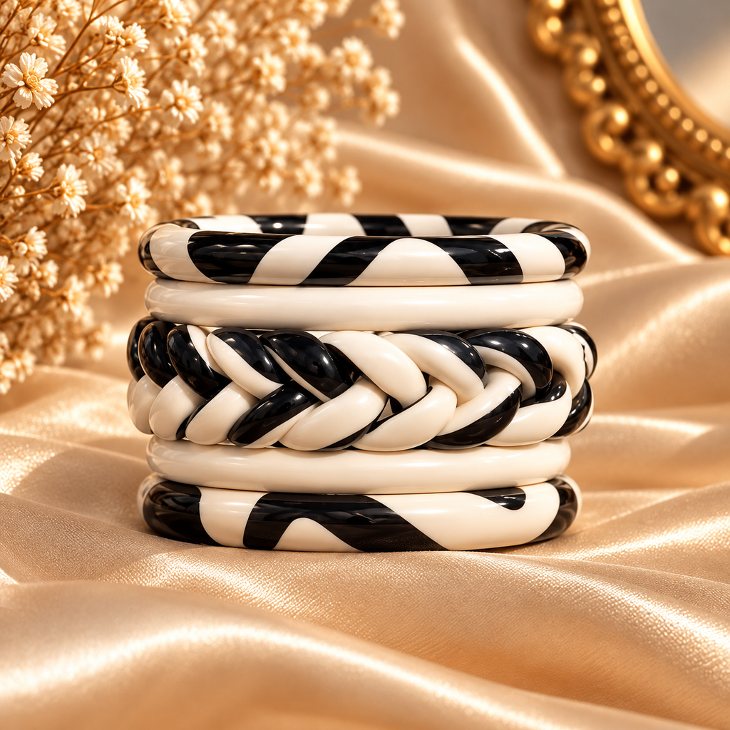 Midnight Black Jaipuri Lac Bangles (set of 5)