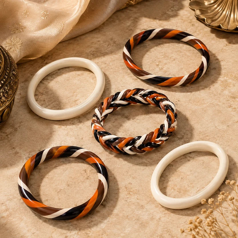 Copper Eclipse Jaipuri Lac Bangles (set of 5)