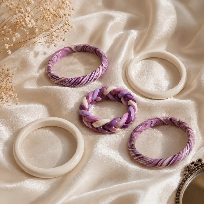 Lavender Purple Jaipuri Lac Bangles (set of 5)
