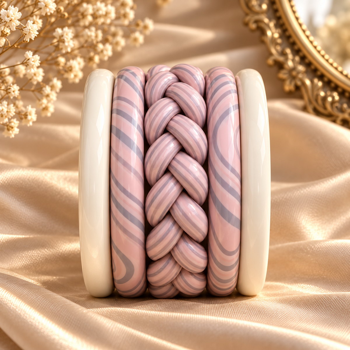 Gold Glitter Jaipuri Lac Bangles (set of 5)