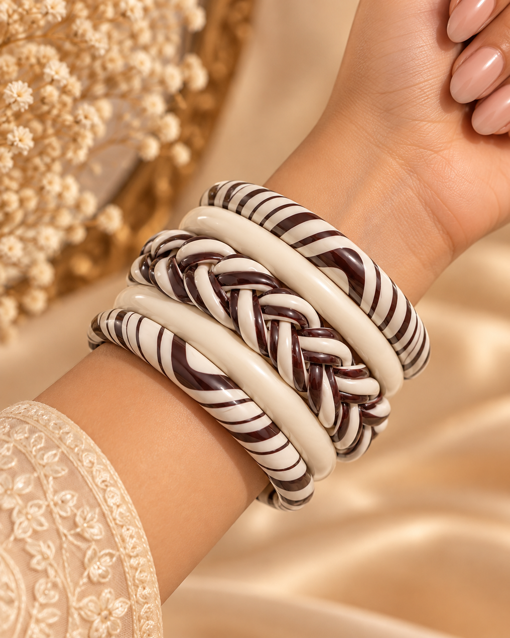 Chocolate Brown Jaipuri Lac Bangles (set of 5)
