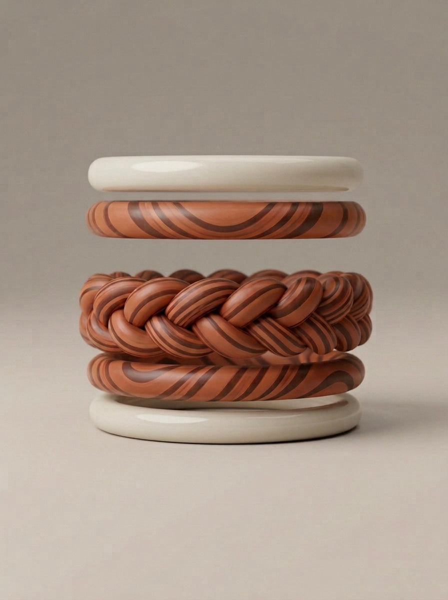 The Crimson Weave Jaipuri Lac Bangles (set of 5)