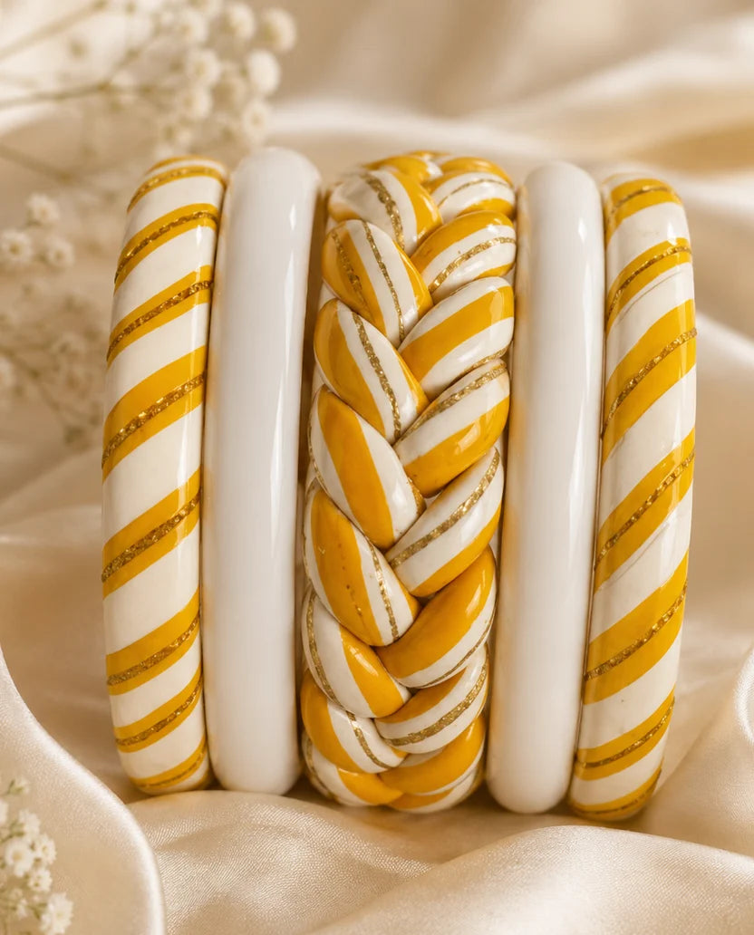 Marigold Yellow Jaipuri Lac Bangles (set of 5)