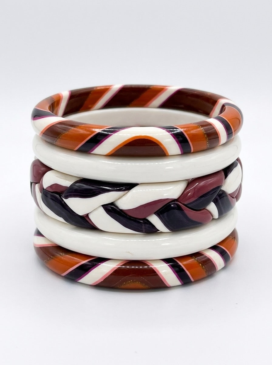 Mocha Swirl Jaipuri Lac Bangles (set of 5)