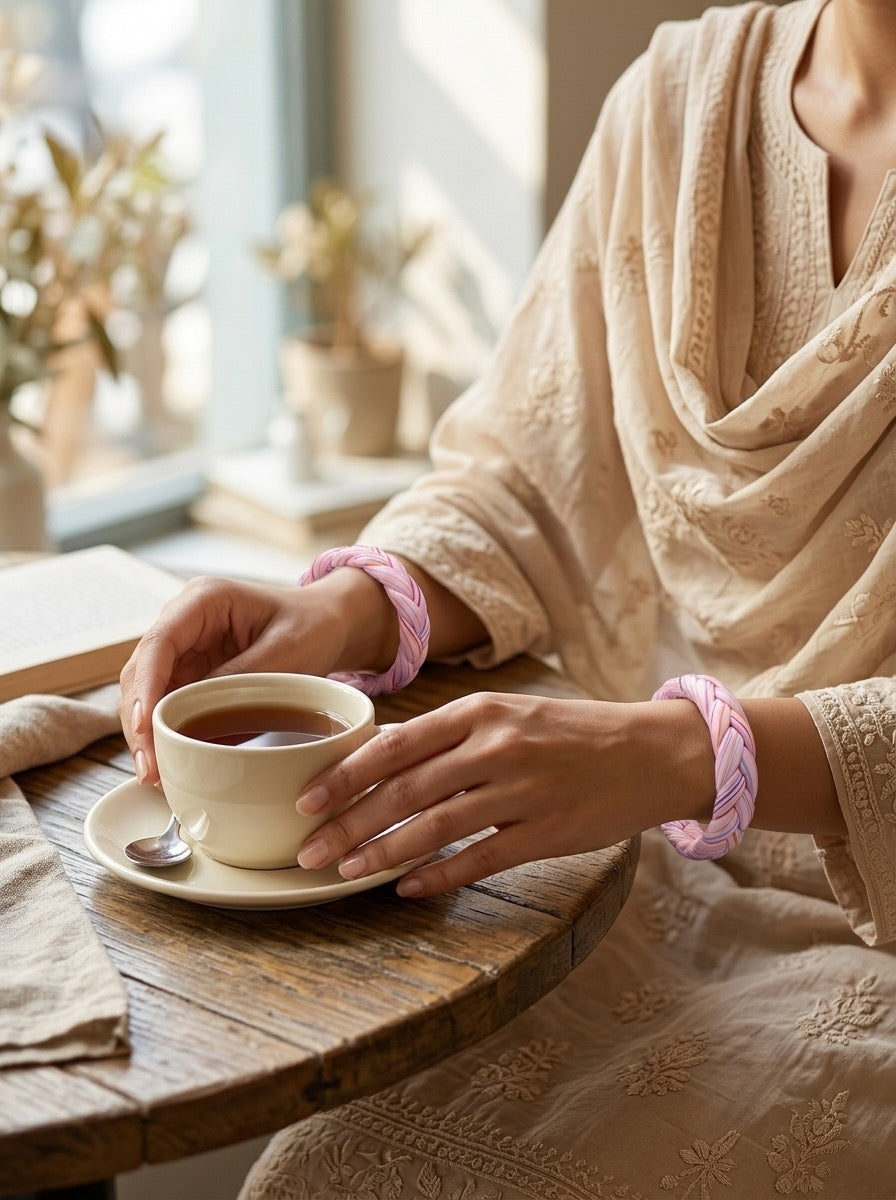 Blush Pink Jaipuri Lac Bangles (set of 2)