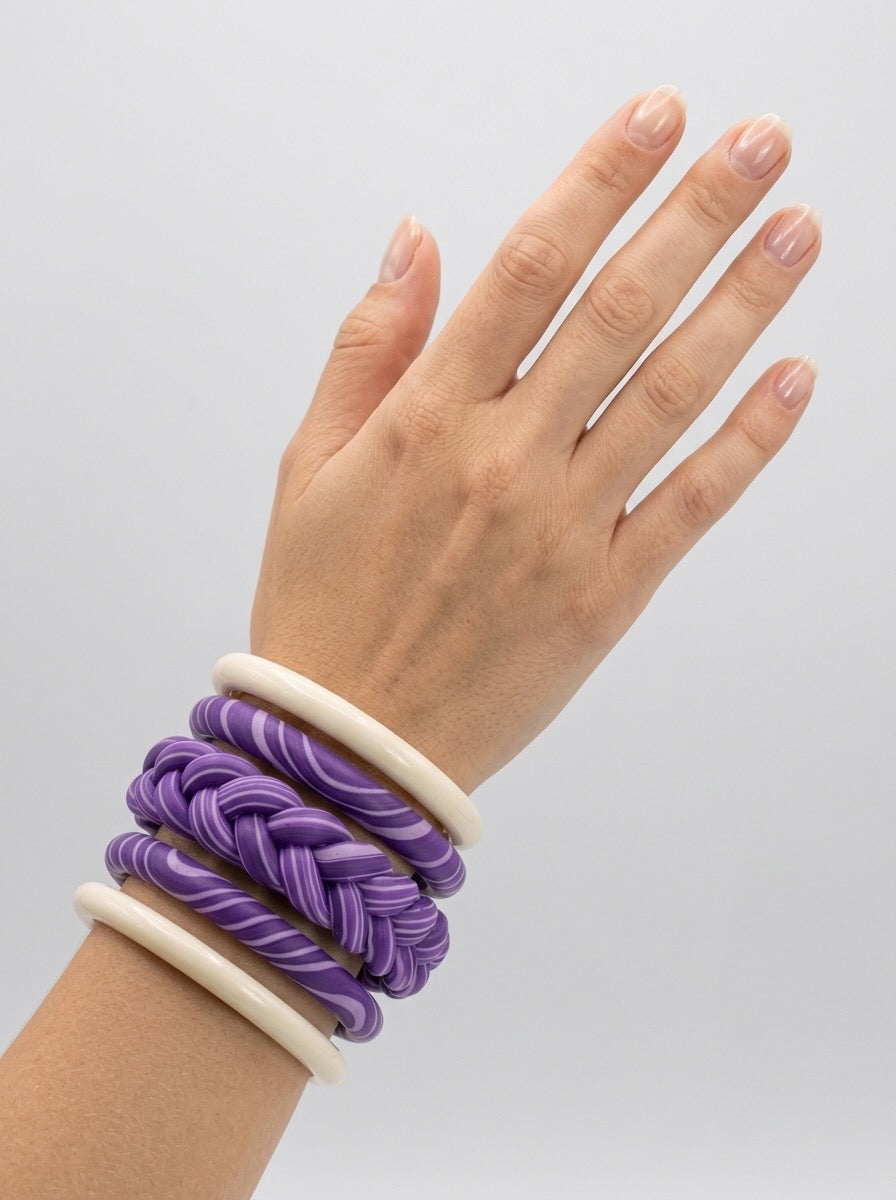 Lavender Lattice Jaipuri Lac Bangles (set of 5)